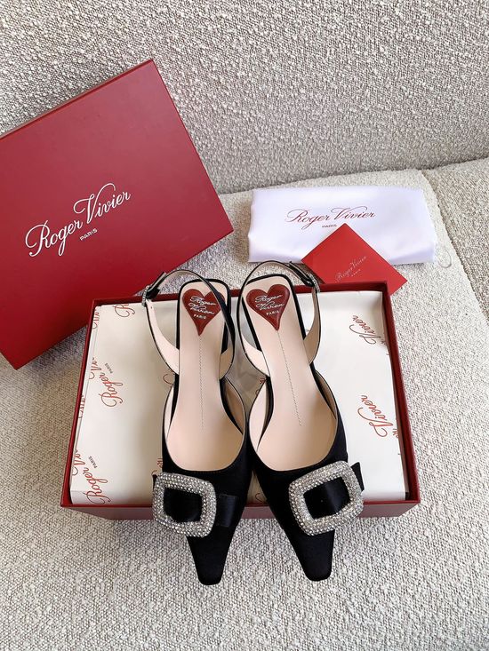 Roger Viver Rhinestone Buckle Low Heel Slingback Shoes Refined Comfortable