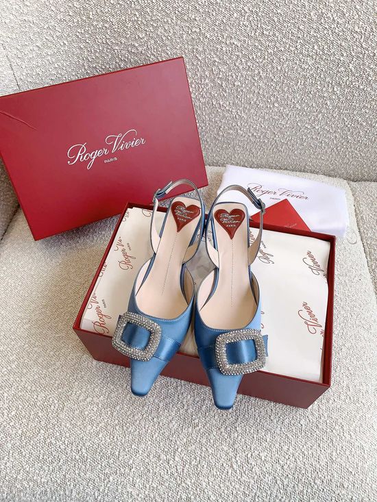 Roger Viver Rhinestone Buckle Low Heel Slingback Shoes Refined Comfortable