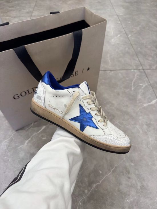 Golden Goose Blue Heel Blue Star Casual Distressed Non-slip Skate Shoes