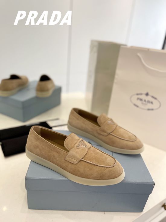 Prada Soft Sole Loafers Comfortable Slip-on Casual Daily Wear Shoes