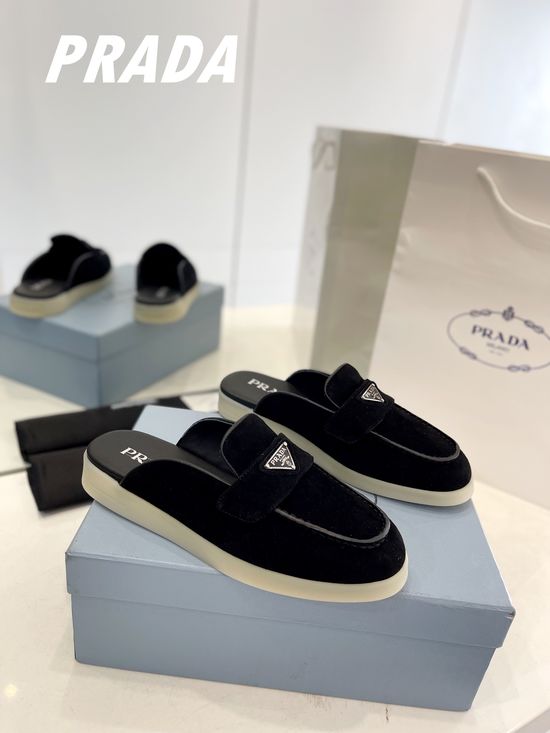 Prada Soft Sole Suede Slip On Comfort Loafer Shoes