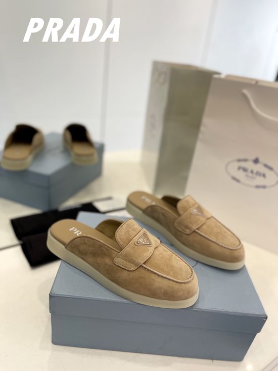 Prada Soft Sole Suede Slip On Comfort Loafer Shoes