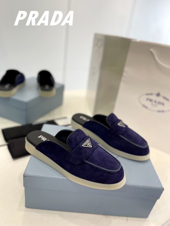 Prada Soft Sole Suede Slip On Comfort Loafer Shoes