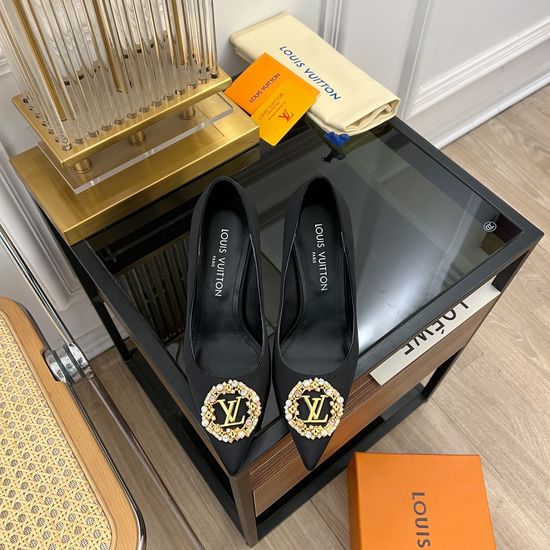 Louis Vuitton Rhinestone Buckle Silk Heeled Sandals And Pumps
