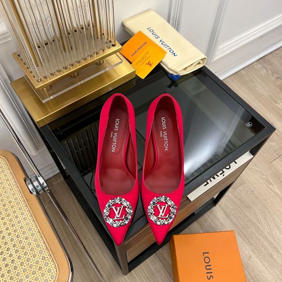 Louis Vuitton Rhinestone Buckle Silk Heeled Sandals And Pumps