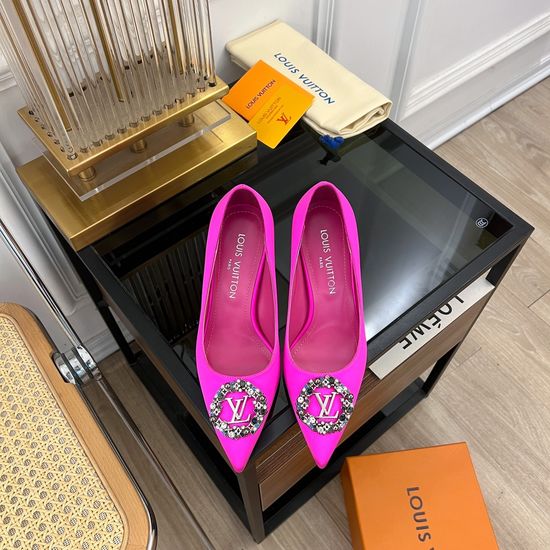 Louis Vuitton Rhinestone Buckle Silk Heeled Sandals And Pumps