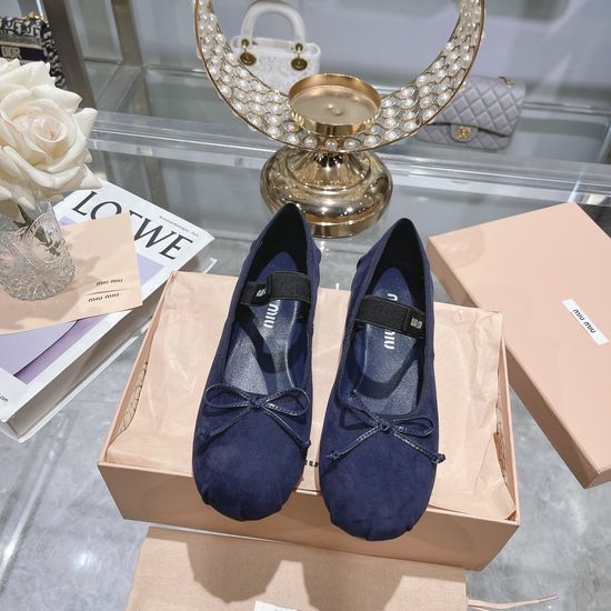 Miu Miu Satin Upper Soft Flat Ballet Shoes With Leather Lining