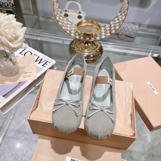 Miu Miu Satin Upper Soft Flat Ballet Shoes With Leather Lining