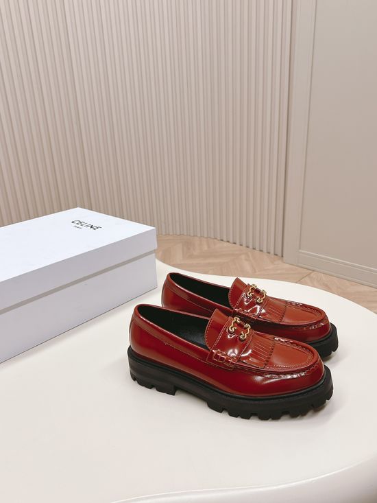 Celine Vintage Style Comfortable Thick Sole Leather Loafers