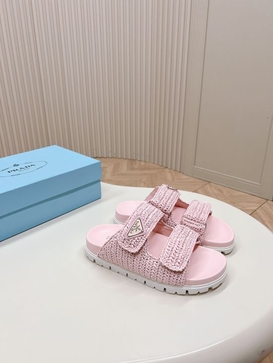Prada Lightweight Woven Platform Casual Slides