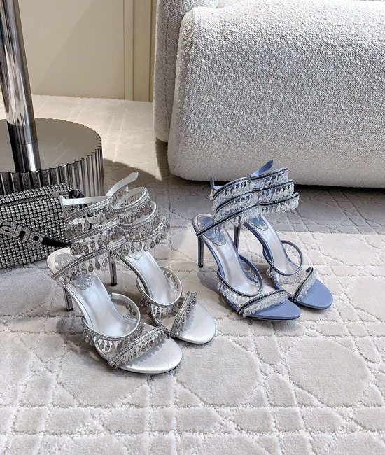 Rene Caovilla Crystal Pendant High-Heeled Sandals