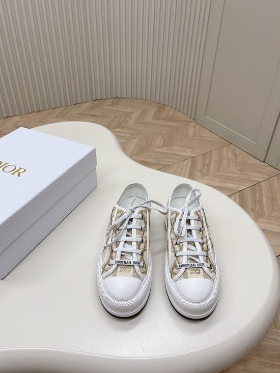 Christian Dior Embroidered Thick Sole Casual Canvas Walking Shoes