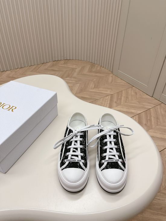 Christian Dior Embroidered Thick Sole Casual Canvas Walking Shoes