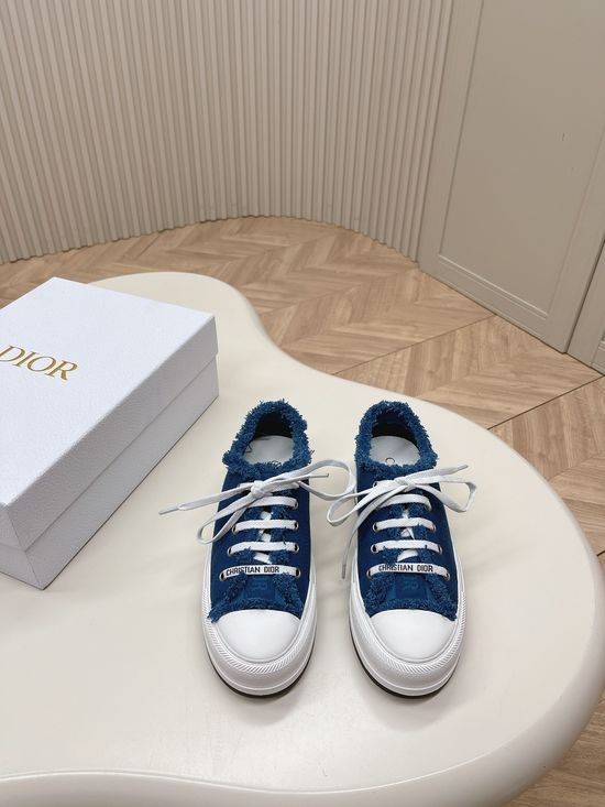 Christian Dior Embroidered Thick Sole Casual Canvas Walking Shoes