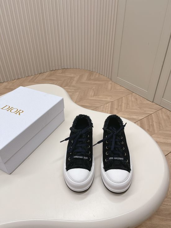 Christian Dior Embroidered Thick Sole Casual Canvas Walking Shoes