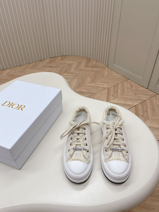 Christian Dior Embroidered Thick Sole Casual Canvas Walking Shoes