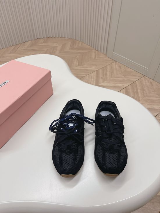 Miu Miu Vintage Mesh Upper Casual Retro Sneakers Lightweight