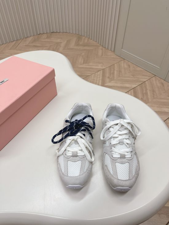 Miu Miu Vintage Mesh Upper Casual Retro Sneakers Lightweight