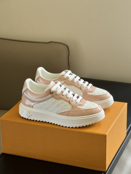 Louis Vuitton Classic Embossed Leather Sneakers with Thick Sole