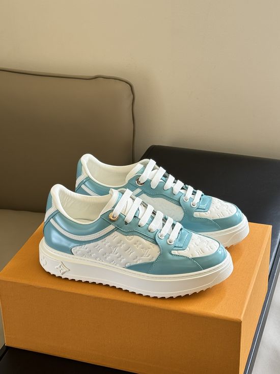 Louis Vuitton Classic Embossed Leather Sneakers with Thick Sole