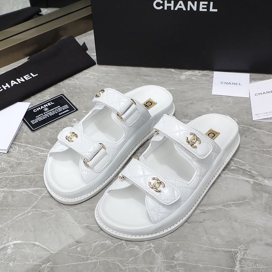 Chanel Premium Leather Hook Loop Beach Slippers Comfortable Non-slip