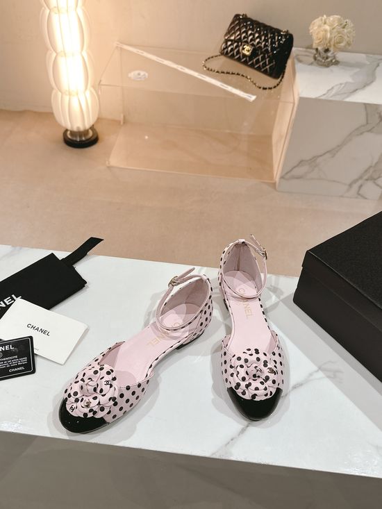 Chanel Camellia Decor Comfortable Leather Casual Flat Shoes