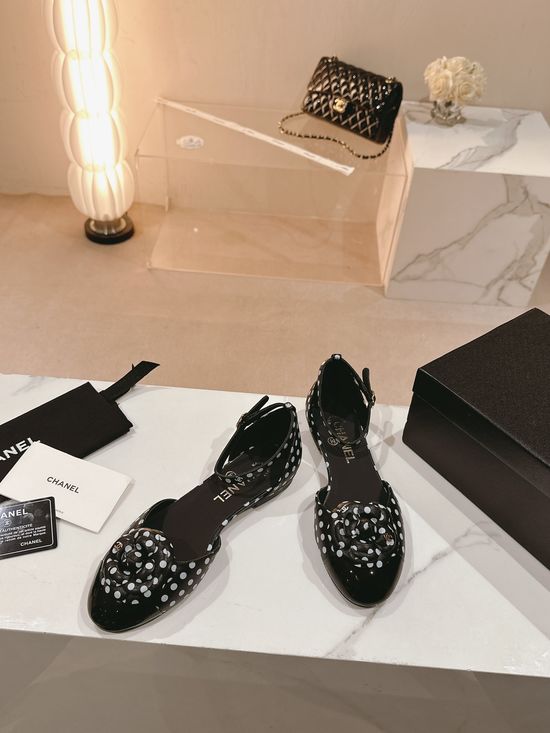 Chanel Camellia Decor Comfortable Leather Casual Flat Shoes