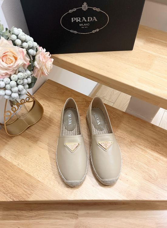 Prada Logo Detail Round Toe Slip On Espadrilles