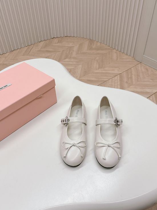 Miu Miu Rhinestone Decor Soft Casual Slip-on Ballet Flats