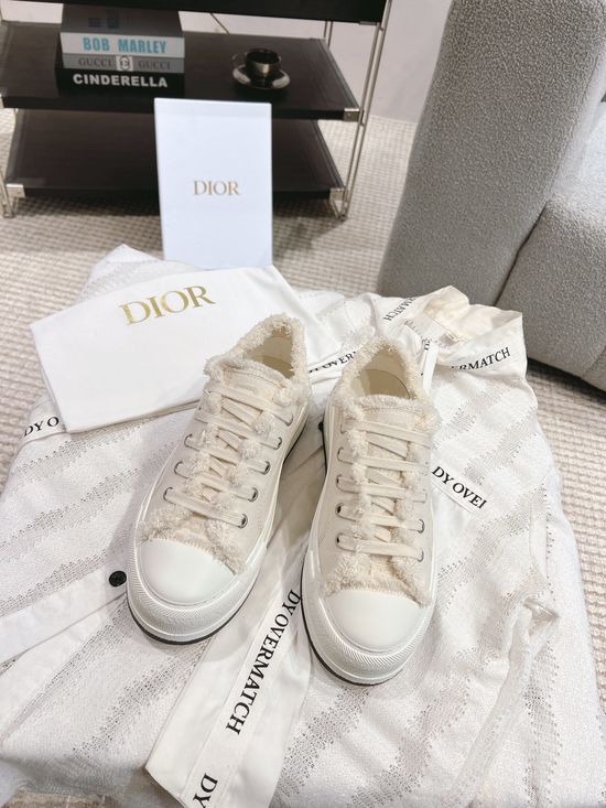 Christian Dior Embroidered Platform Canvas Casual Sneakers Comfortable