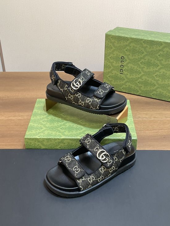 Gucci Denim Magic Tape Flat Comfortable Casual Sandals