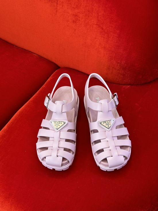 Prada Roman Sandals with Decorative Logo and Retro Style