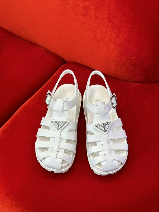 Prada Roman Sandals with Decorative Logo and Retro Style