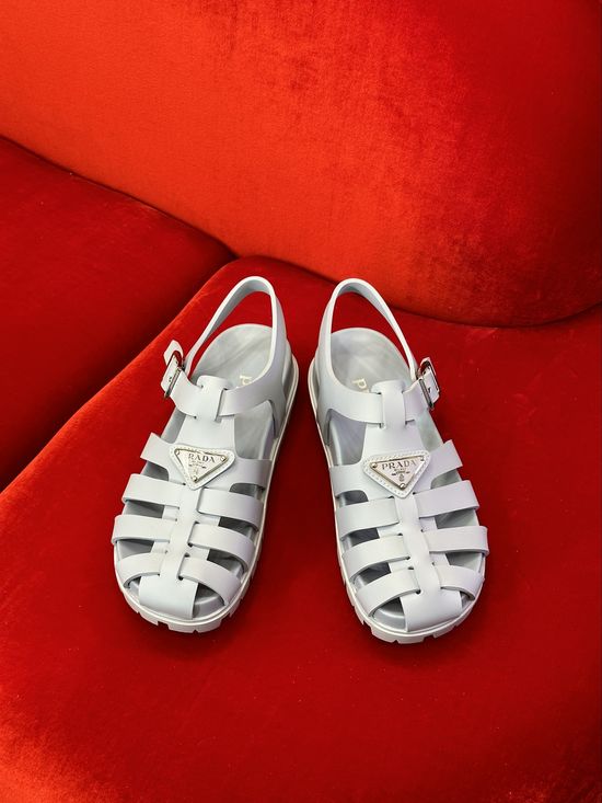 Prada Roman Sandals with Decorative Logo and Retro Style