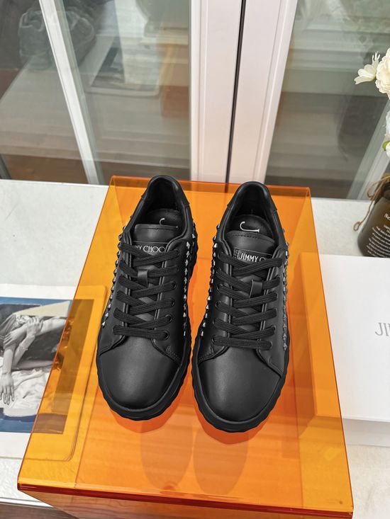 Jimmy Choo Studded Decor Leather Non-slip Casual Sneakers