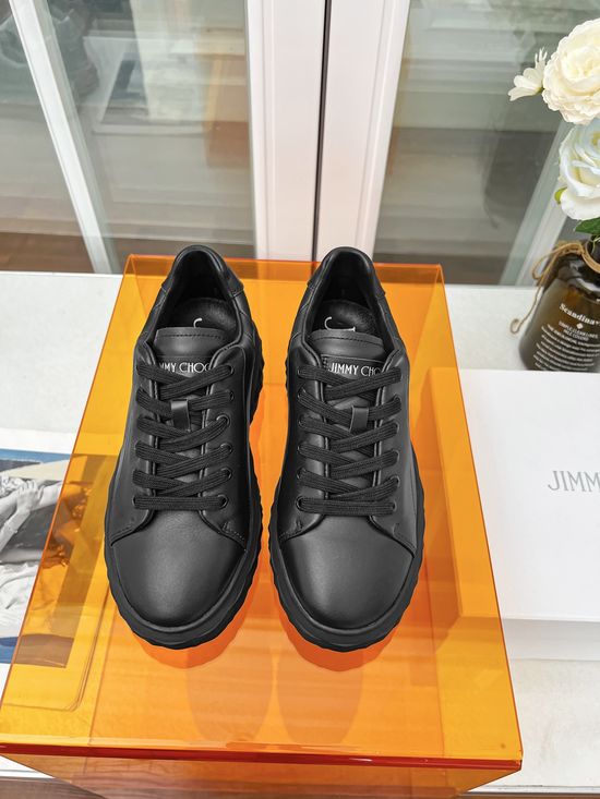 Jimmy Choo Stitched Leather Sneakers Platform Comfort Design