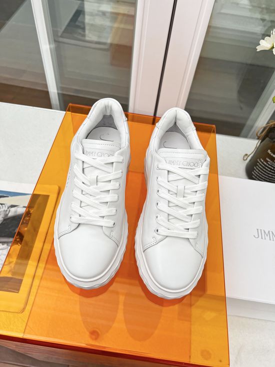 Jimmy Choo Stitched Leather Sneakers Platform Comfort Design