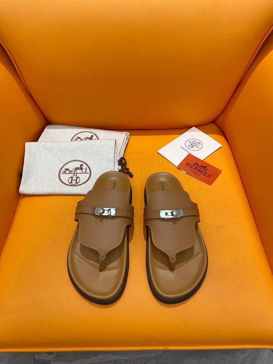 Hermes Velcro Flat Casual Sandals Soft Sole Comfortable Slides