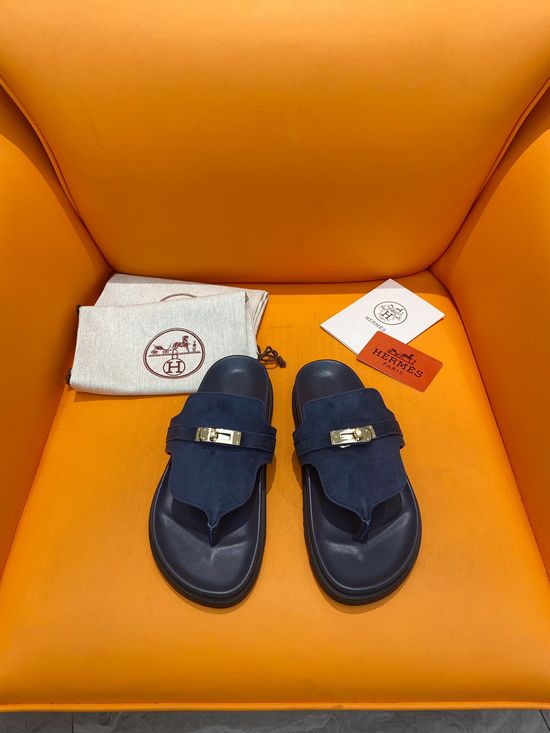 Hermes Velcro Flat Casual Sandals Soft Sole Comfortable Slides