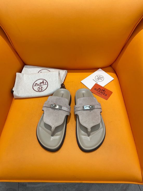 Hermes Velcro Flat Casual Sandals Soft Sole Comfortable Slides
