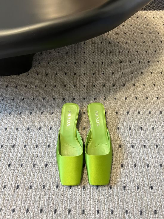 Prada Satin Square Toe Triangular Heel Elegant Dress Pumps