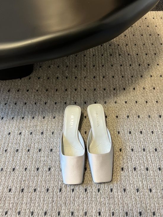 Prada Satin Square Toe Triangular Heel Elegant Dress Pumps