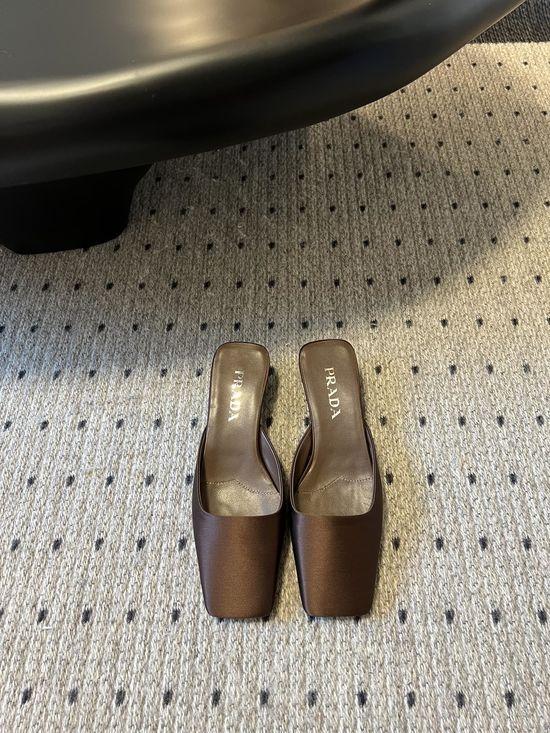 Prada Satin Square Toe Triangular Heel Elegant Dress Pumps