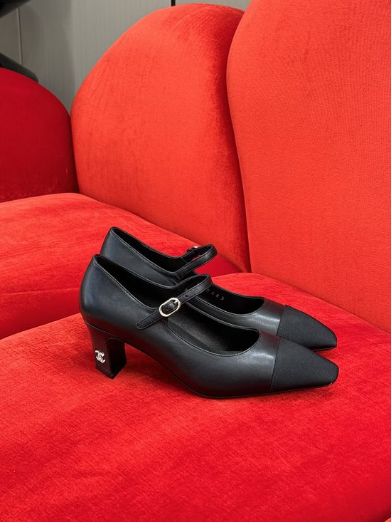 Chanel Elegant Silver Mary Jane Heels Soft Leather Comfortable Shoes