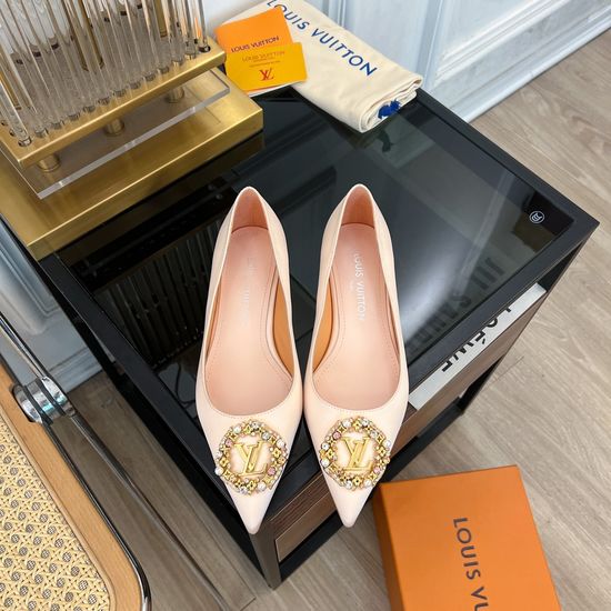 Louis Vuitton Pointed Toe Rhinestone Buckle Low Heel Footwear