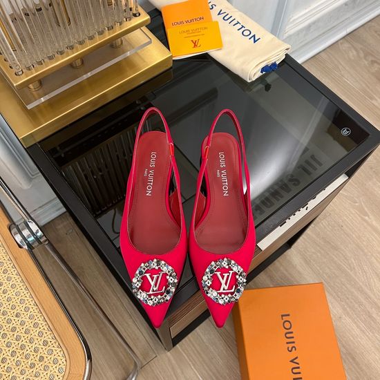 Louis Vuitton Pointed Toe Rhinestone Buckle Low Heel Footwear
