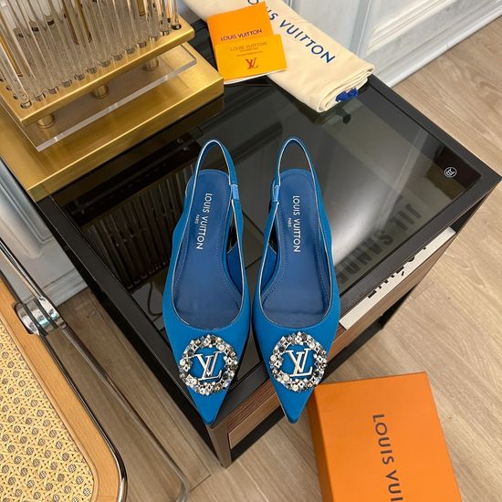 Louis Vuitton Pointed Toe Rhinestone Buckle Low Heel Footwear