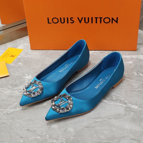 Louis Vuitton Silk Upper Sheepskin Lining Genuine Leather Sole Flats