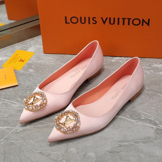 Louis Vuitton Silk Upper Sheepskin Lining Genuine Leather Sole Flats