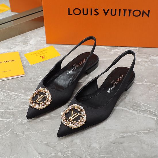 Louis Vuitton Silk Upper Sheepskin Lining Genuine Leather Sole Sandals